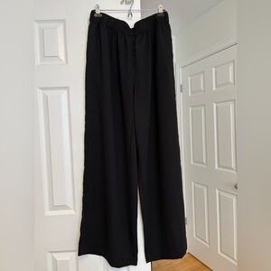 Dynamite Black Crinkle Wide-Leg Pants